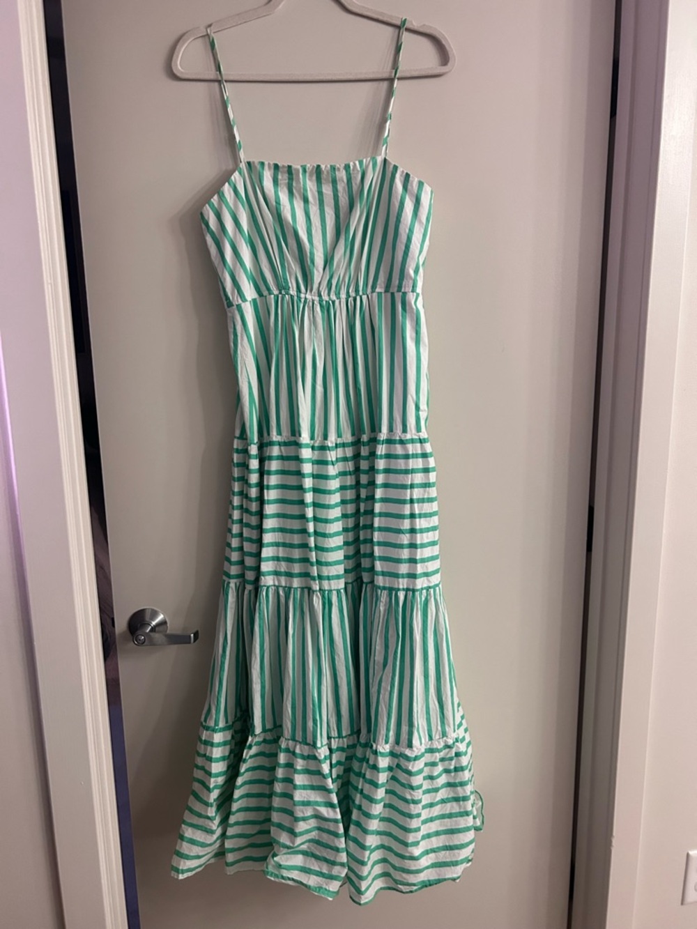 Aqua Green and White Striped Maxi Dress